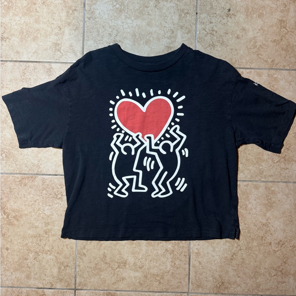 Black and Red Crop Top with Artistic Designs